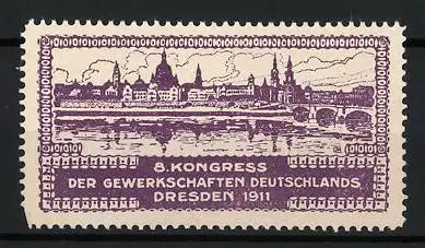 Reklamemarke Dresden, 8. Kongress der Gewerkschaften Deutschlands 1911, Stadtansicht