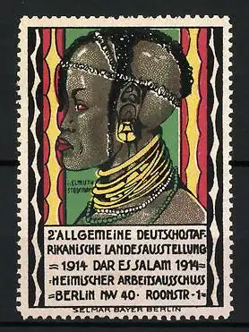 Reklamemarke Daressalam, 2. Deutschostafrikanische Landesausstellung 1914, Afrikanische Eingeborene