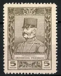 Reklamemarke Feldmarschall Erzherzog Friedrich, Porträt