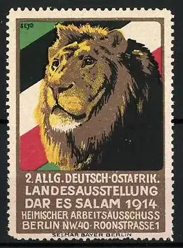 Reklamemarke Daressalam, 2. Allgemeine Deutsch-Ostafrikanische Landesausstellung 1914, Löwe