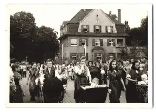 13 Fotografien Weissgärber, Elsterberg, Ansicht Elsterberg i. V., 600 Jahrfeier 1954 mit Festwagen, Wappen, Postkutsche