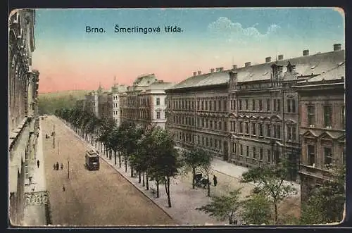 AK Brünn / Brno, Strassenbahn in der Schmerlingstrasse