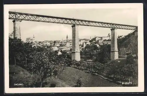 AK Znojmo, Ortsansicht mit Brücke