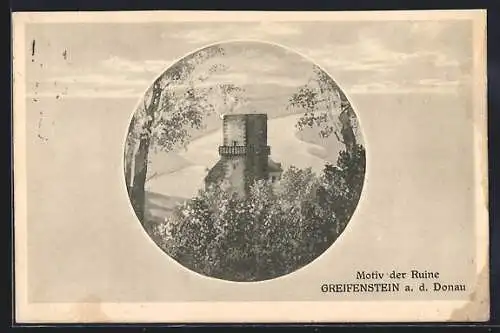 Künstler-AK Greifenstein a. d. Donau, Motiv der Ruine