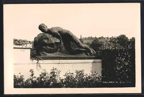 Foto-AK Gallspach, Denkmal mit Büschen