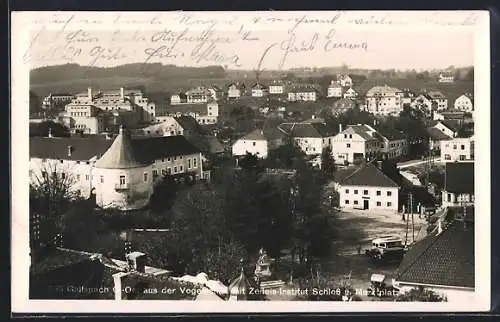 AK Gallspach, Ortsansicht aus der Vogelschau, Marktplatz