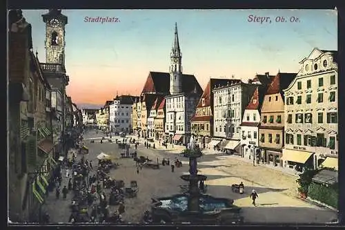 AK Steyr, Marktleben am Stadtplatz