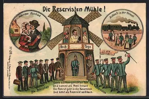 Lithographie Die Reservisten Mühle