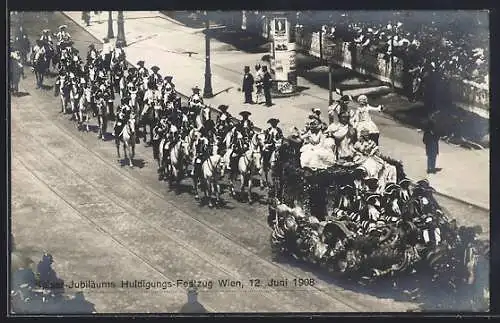 AK Wien, Kaiser-Jubiläums-Huldigungs-Festzug, 12. Juni 1908, Reiterstaffel