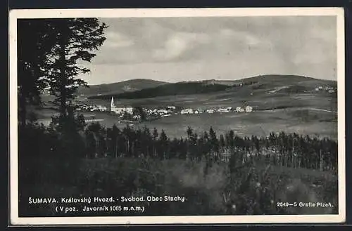 AK Stachy, Ortsansicht aus der Ferne