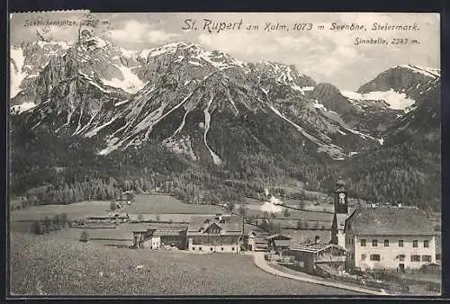 AK St. Rupert am Kulm, Ortspartie mit Kirche