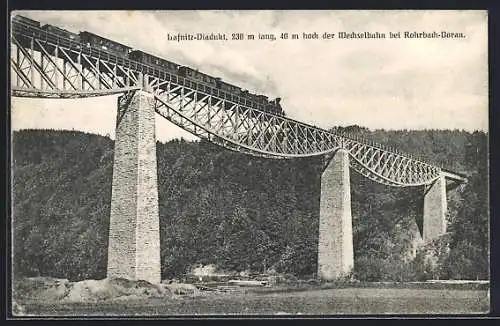 AK Rohrbach an der Lafnitz, Lafnitz-Viadukt der Wechselbahn, mit Zug