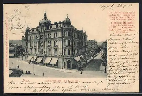 AK Graz, Bismarckplatz mit Hotel Kaiserhof