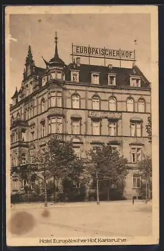 AK Karlsruhe, Blick auf das Hotel Europäischer Hof