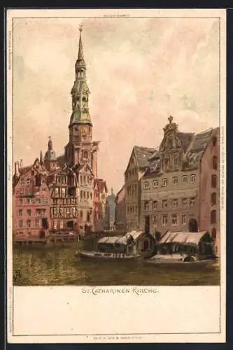 Künstler-AK Carl Biese: Hamburg, St. Catharinen Kirche