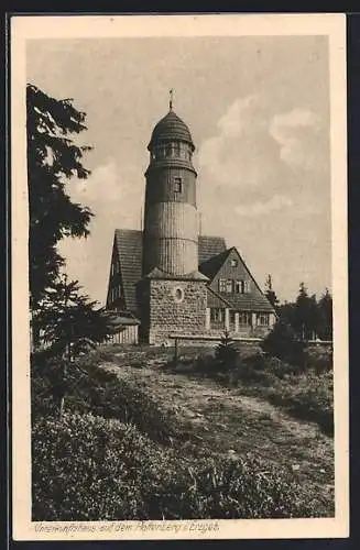 AK Plattenberg, Unterkunftshaus mit Turm auf dem Plattenberg