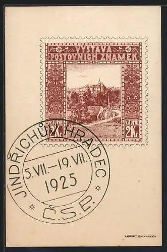 AK Neuhaus / Jindrichuv Hradec, Vystava Postovnich Znamek 1925, Post-Ausstellung 1925, Briefmarke