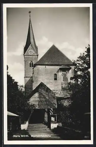 AK Maria Wörth, Blick auf die Wallfahrtskirche