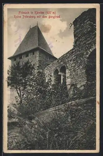 AK Friesach, Ruine Petersberg mit dem Bergfried