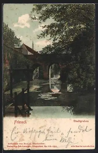 AK Friesach, Blick über den Stadtgraben