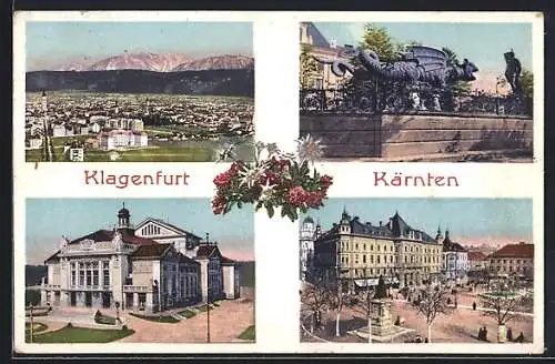 AK Klagenfurt, Platzansicht, Gebäudeansicht, Steindrache, Blick auf den Ort