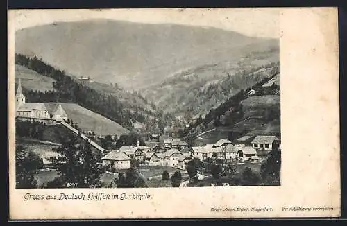 AK Deutsch Griffen im Gurkthal, Teilansicht mit Kirche