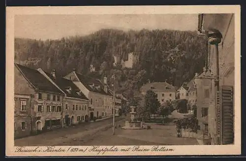 AK Friesach i. Kärnten, Hauptplatz mit Ruine Rotturm