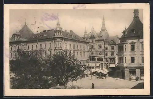 AK Klagenfurt, Obstplatz mit Marktständen