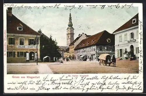 AK Klagenfurt, St. Veiler Vorstadt mit Häuser v. Julius Ivanetic und C. Reichel