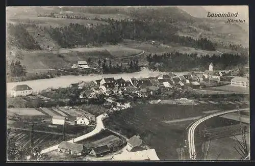 AK Lavamünd, Ortsansicht aus der Vogelschau