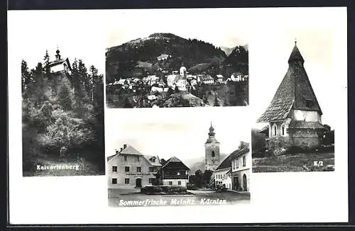 AK Metnitz, Kalvarienberg, Gasthaus Rabensteiner, Ortsansicht und Kirche