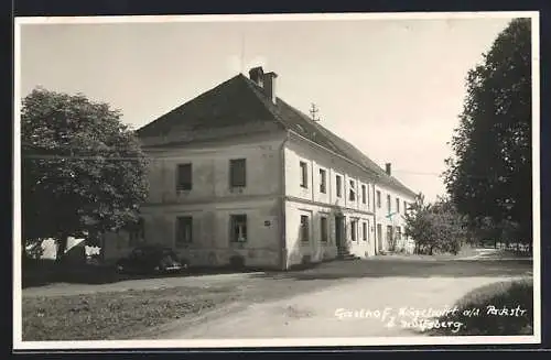 AK Wolfsberg, Gasthof Kögelwirt an der Packstrasse, VW-Käfer