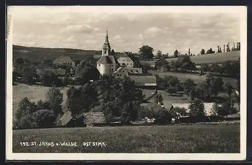 AK St. Jakob a. Walde, Ortspartie mit Kirche