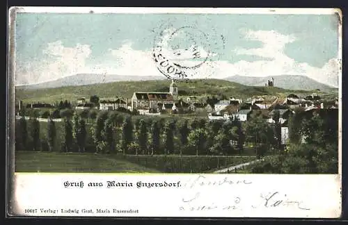 AK Maria Enzersdorf, Generalansicht der Ortschaft, Blick zur Kirche