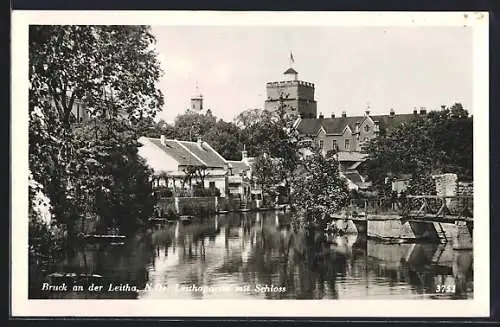 AK Bruck an der Leitha, Leithapartie mit Schloss