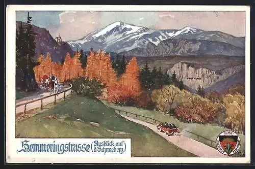 AK Deutscher Schulverein Nr. 454: Semmeringstrasse mit Ausblick auf den Schneeberg