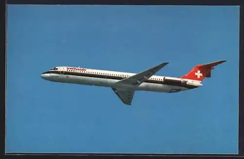 AK Passagierflugzeug des Types McDonnel-Douglas DC-9-51 in der Luft