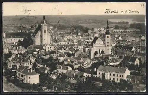 AK Krems a. d. Donau, Teilansicht mit Kirche