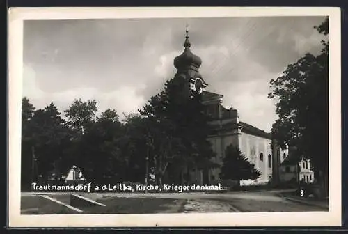 AK Trautmannsdorf a.d. Leitha, Kirche, Kriegerdenkmal