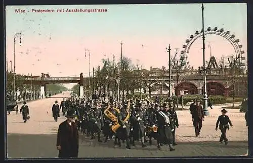 AK Wien, Praterstern mit Ausstellungsstrasse, Militärkapelle