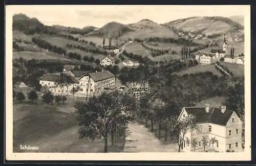 AK Bad Schallerbach, Schönau, Ortsansicht mit Kirche