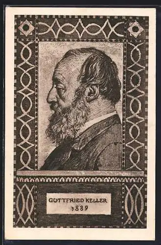 AK Dichter Gottfried Keller, 1889