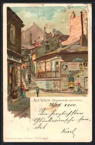 Lithographie Wien, Ratzenstadl, Hoher Steig