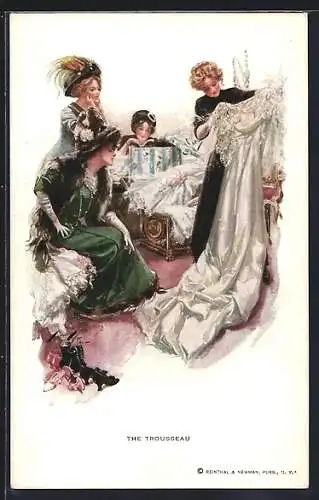 Künstler-AK Harrison Fisher: The Trousseau, Das Hochzeitskleid