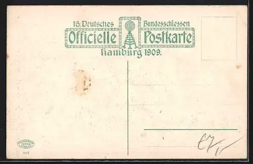 AK Hamburg, 16. Deutsches Bundesschiessen 1909, Wurstglöckchen von C. Böhle