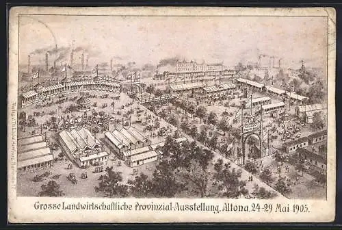 Künstler-AK Altona, Grosse Landwirtschaftliche Provinzial-Ausstellung 1905, Ausstellungsgelände