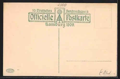 AK Hamburg, 16. Deutsches Bundesschiessen 1909, Festzug, Entstehung des Hafens