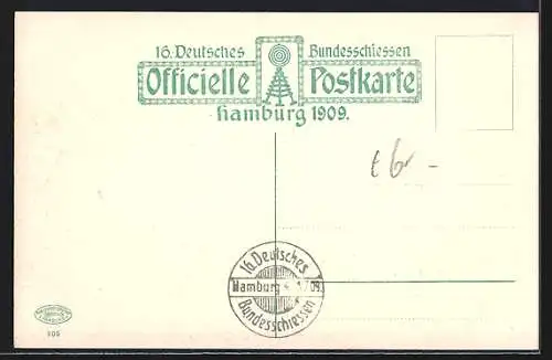 AK Hamburg, 16. Deutsches Bundesschiessen 1909, Wurstglöckchen von C. Böhle