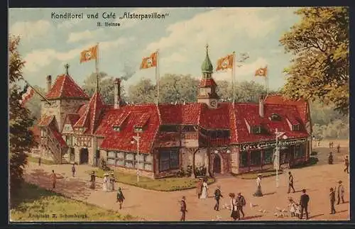 AK Hamburg, 16. Deutsches Bundesschiessen 1909, Konditorei und Café Alsterpavillon