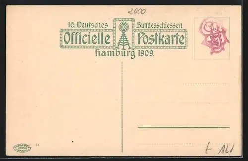 AK Hamburg, 16. Deutsches Bundesschiessen 1909, Festzug